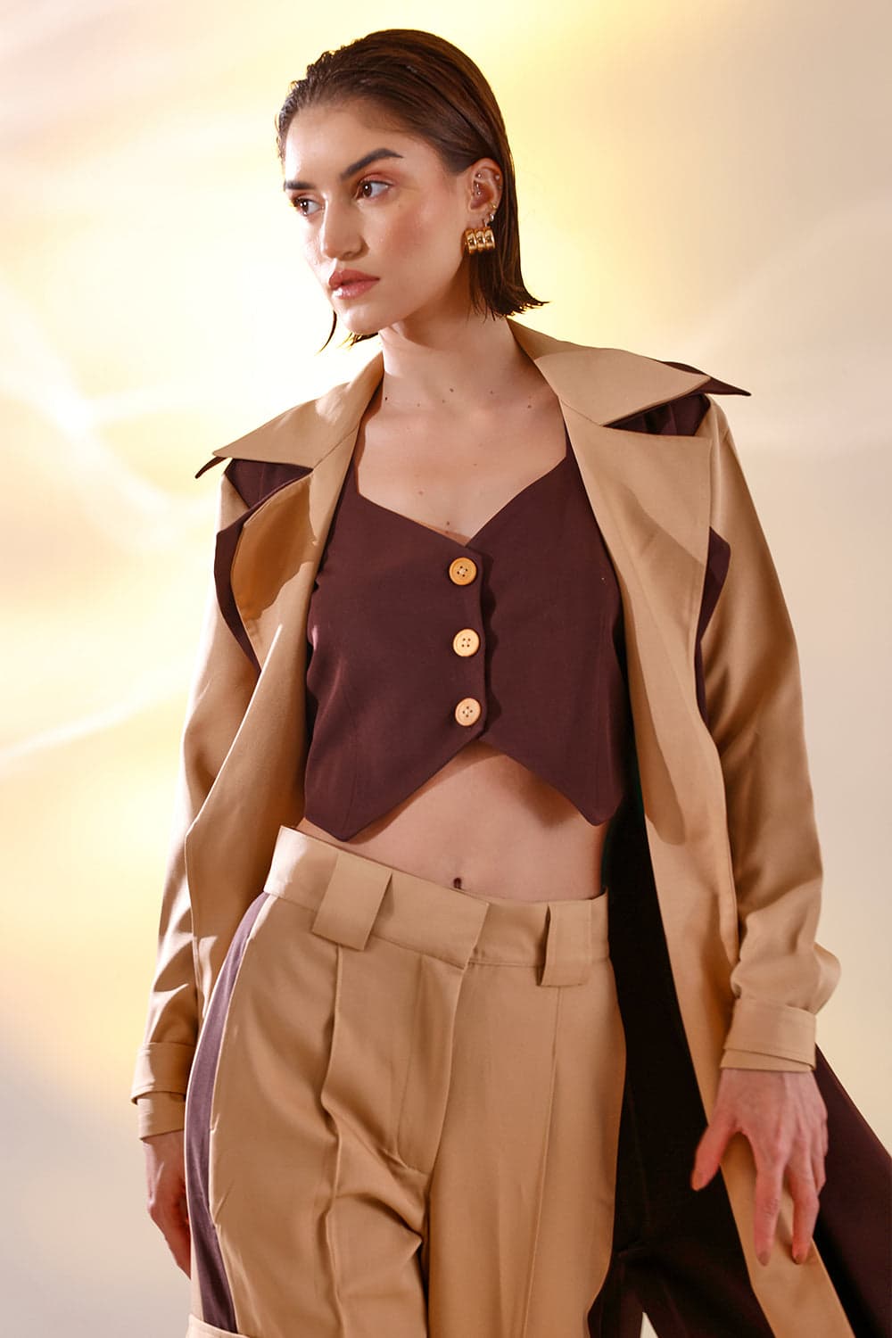 Thumbnail preview #6 for Color block trench set