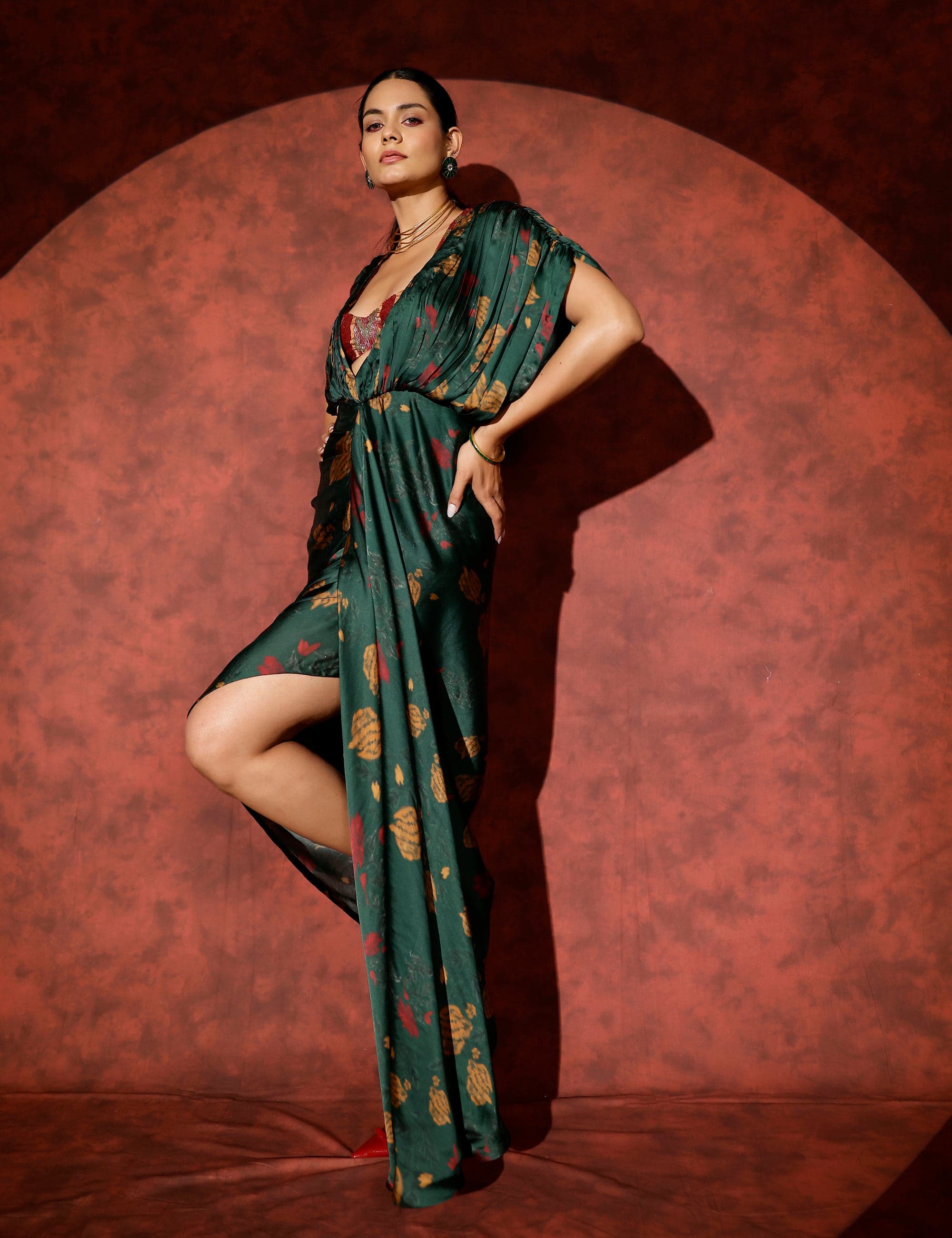 Panna plunge neck Kaftan gown, a product by Studio Surbhi