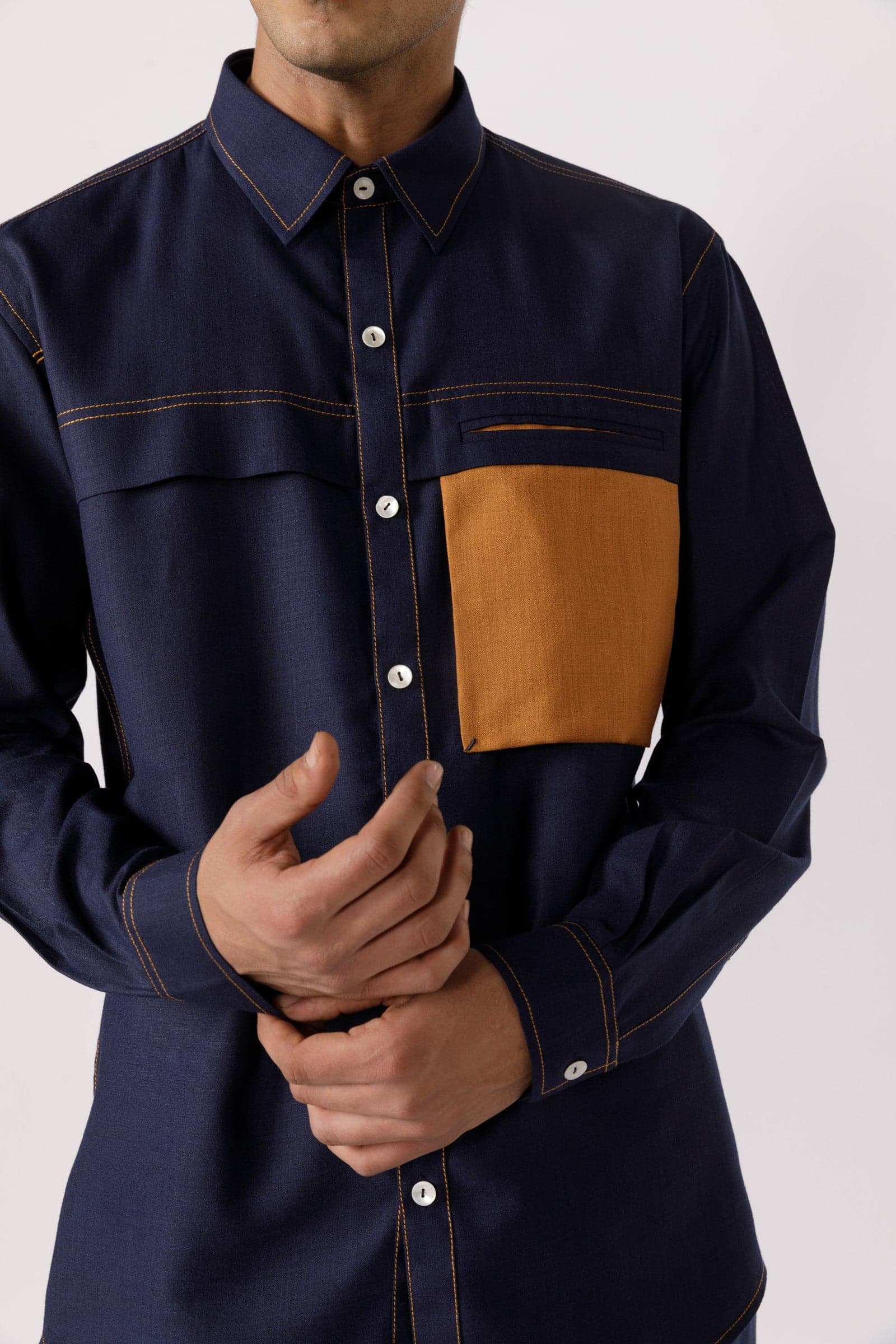 Thumbnail preview #1 for Contrast patch pocket shirt