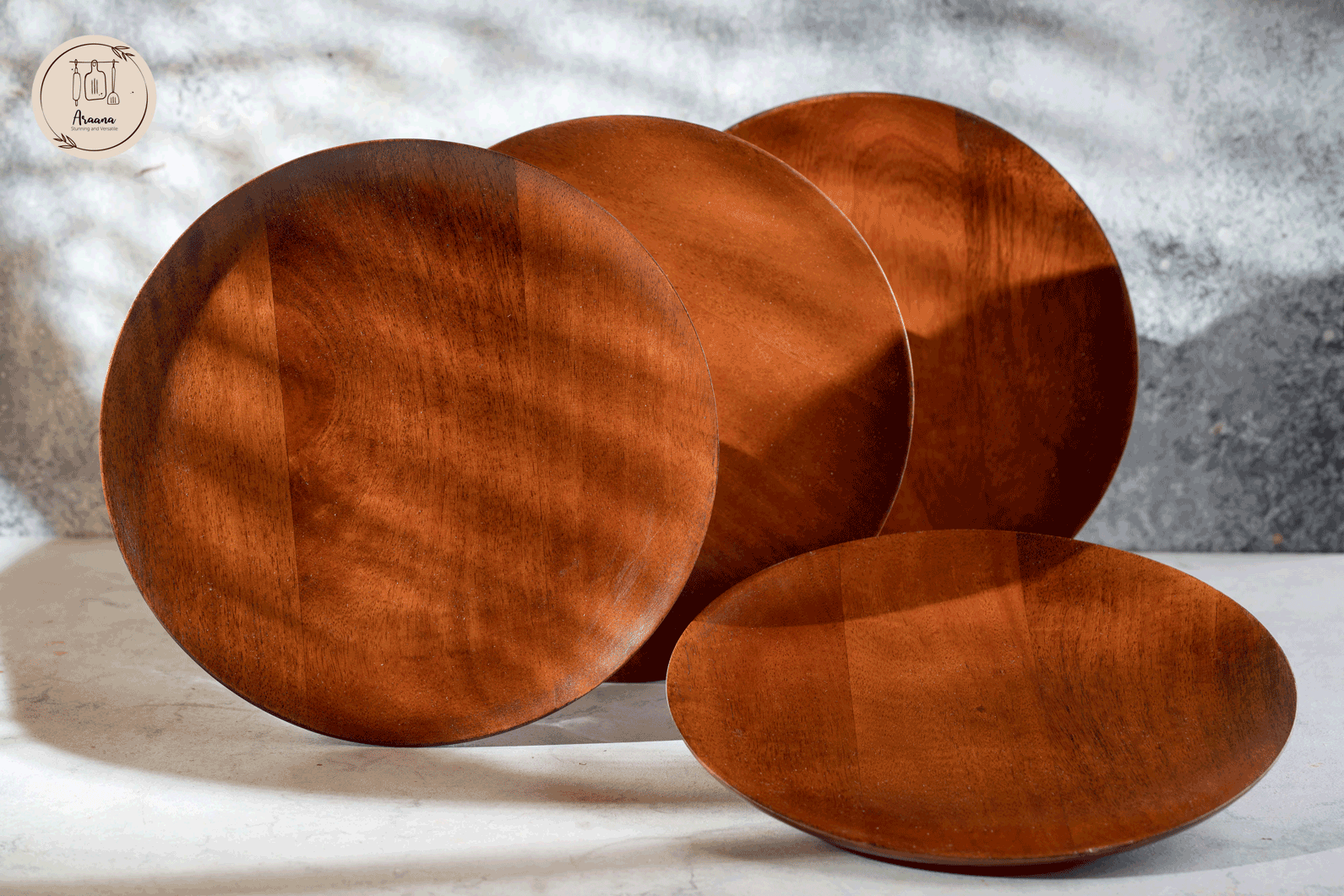 Chakr - Set of 4 wooden plates, a product by Araana Homes