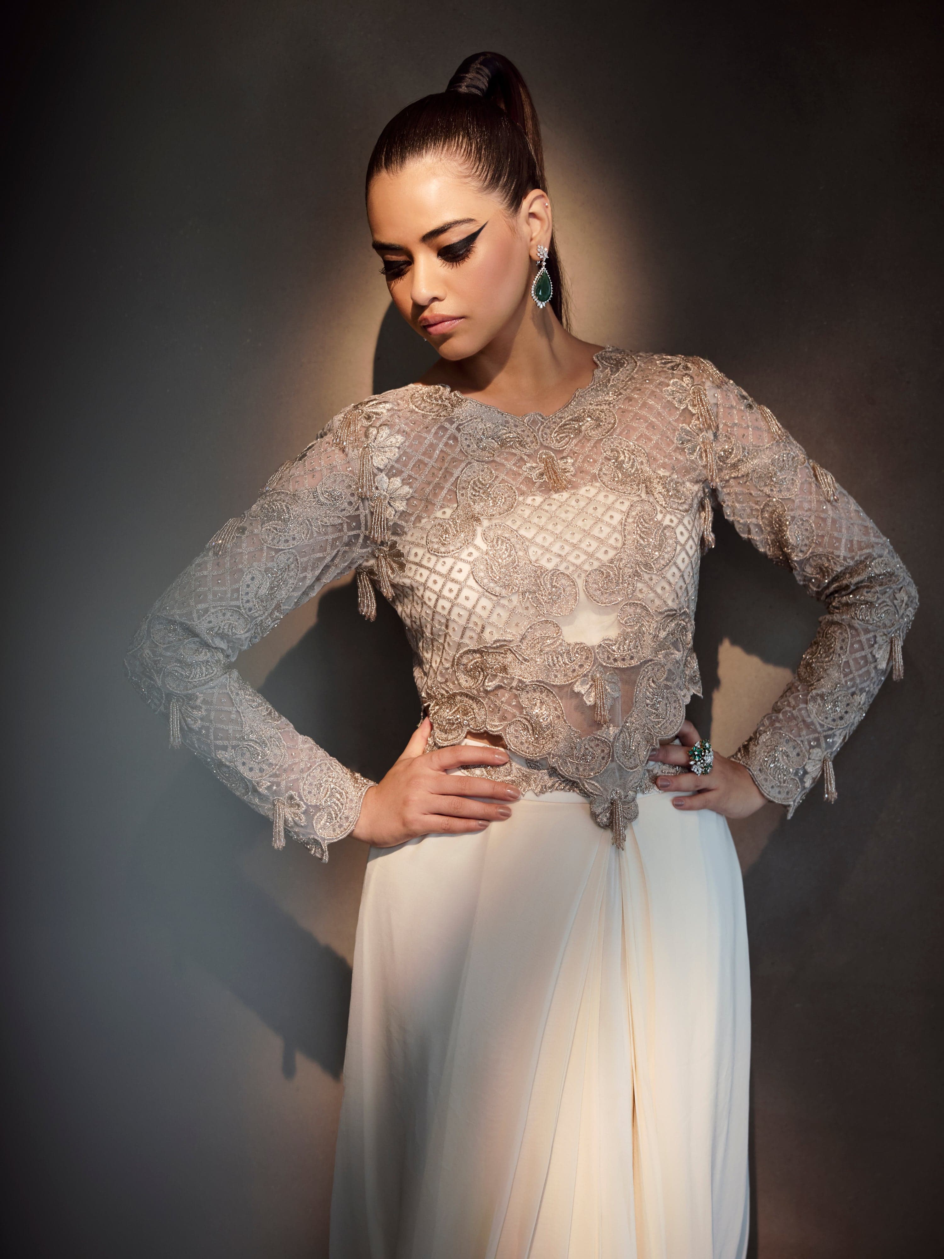 Thumbnail preview #1 for Ivory Drape Skirt with Blouse