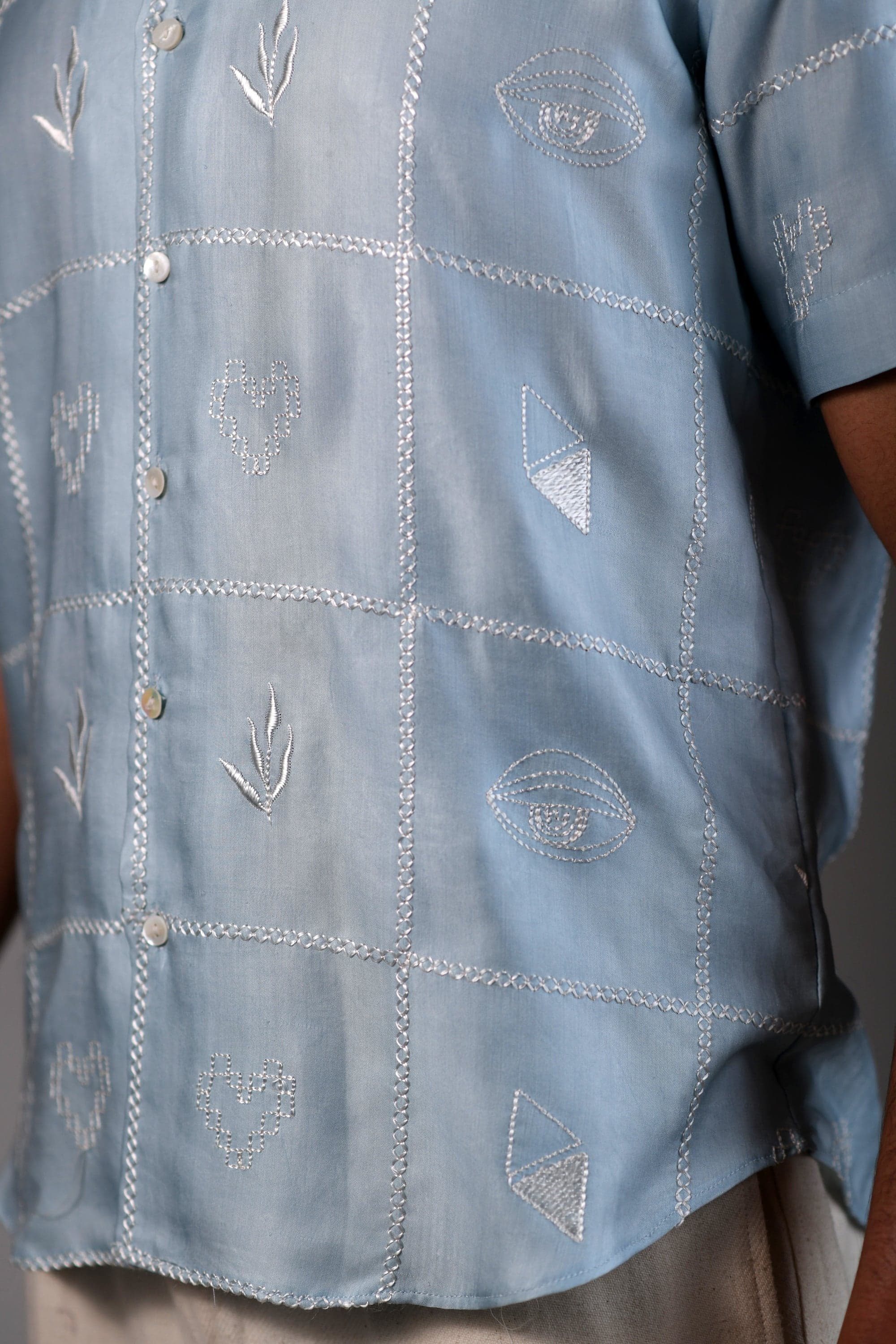 Thumbnail preview #2 for Coterie Checks | Powder Blue | Unisex Lounge Shirt