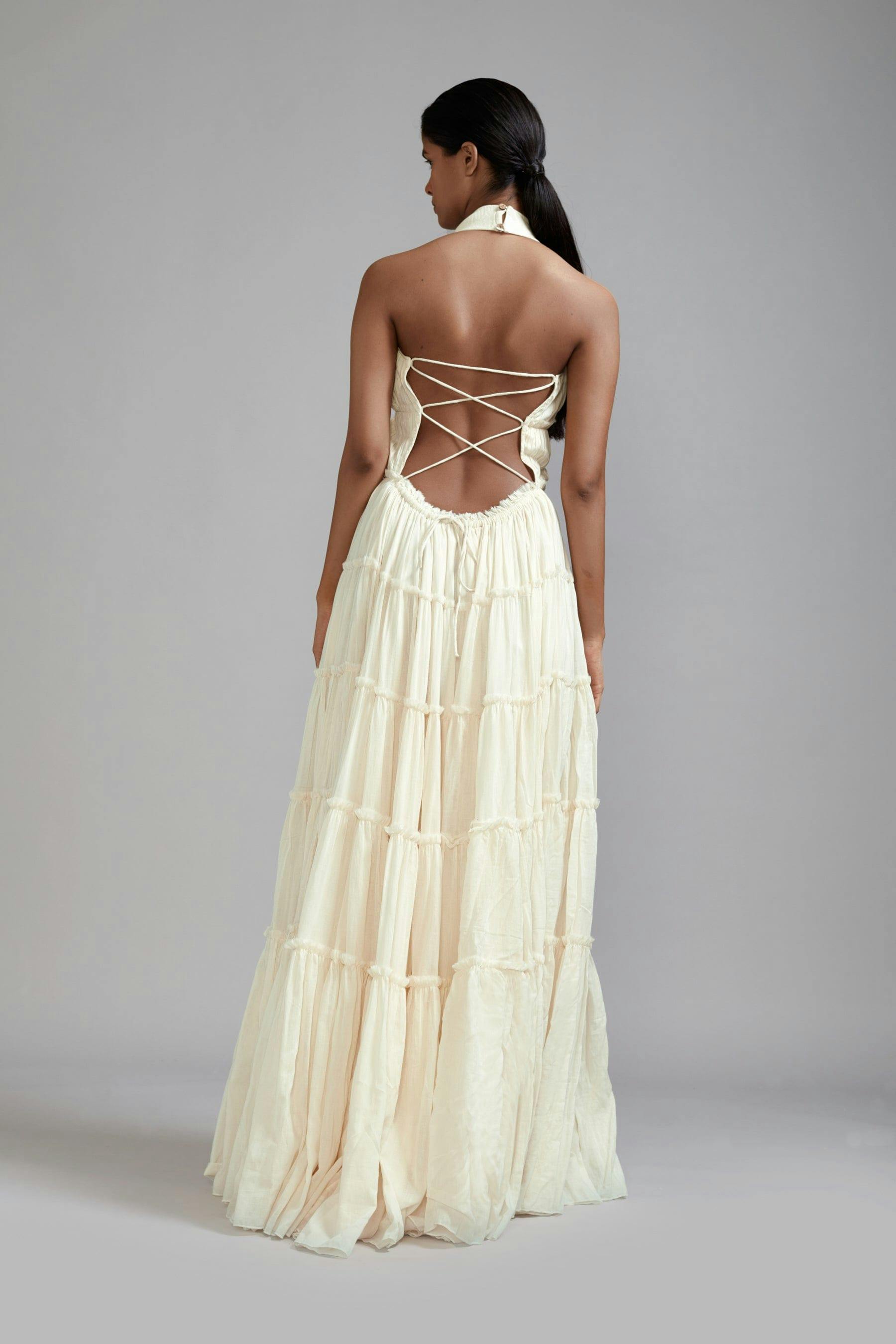 Thumbnail preview #1 for Off-White Backless Tiered Gown