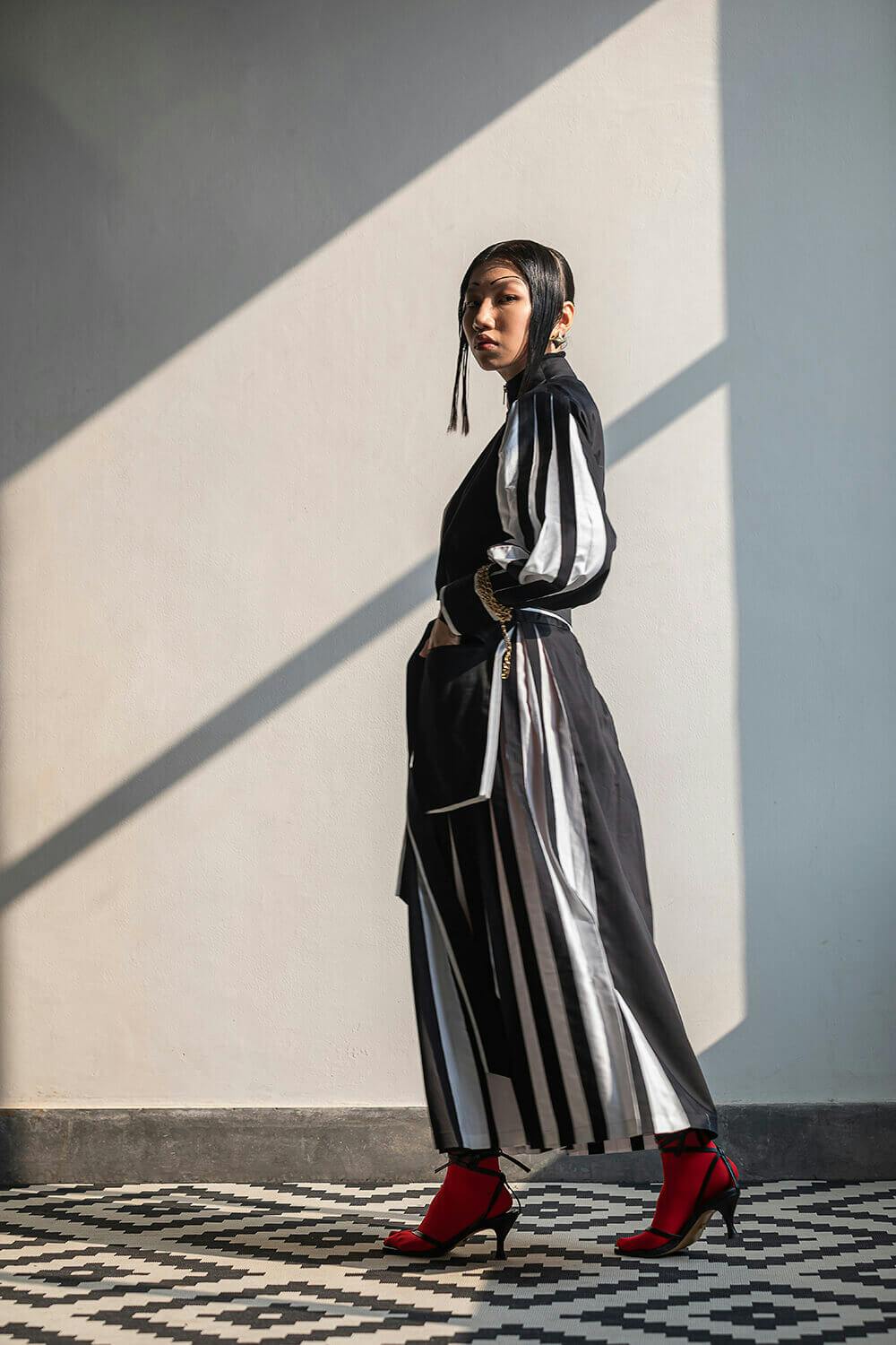 Black and White Pleated Dress, a product by Corpora Studio