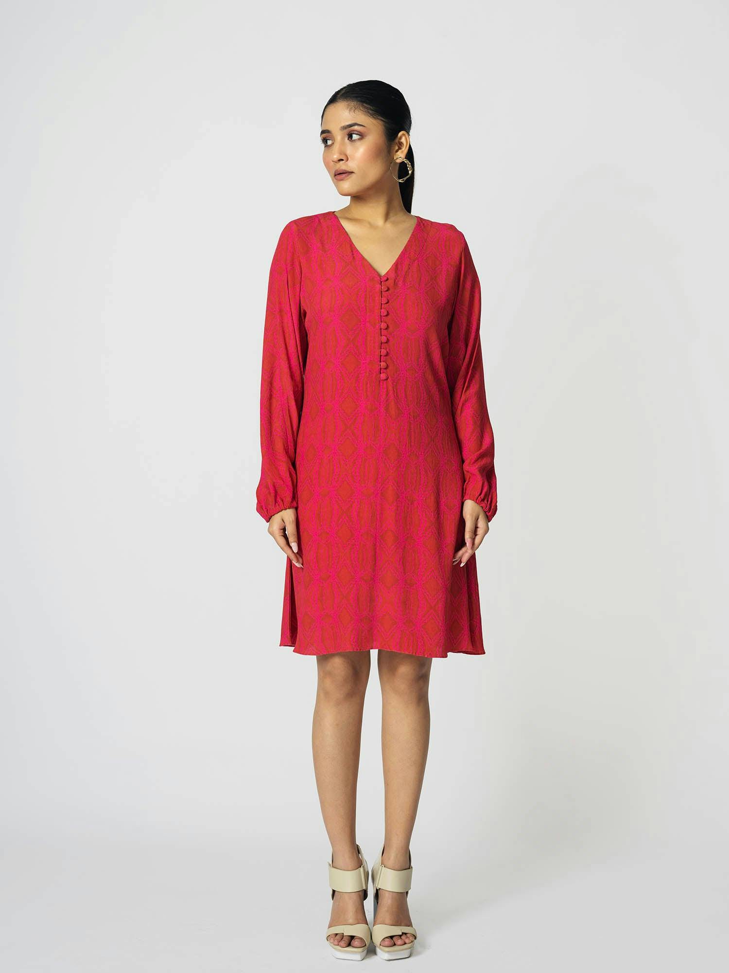 Rhombus Red Shift Dress, a product by KLAD