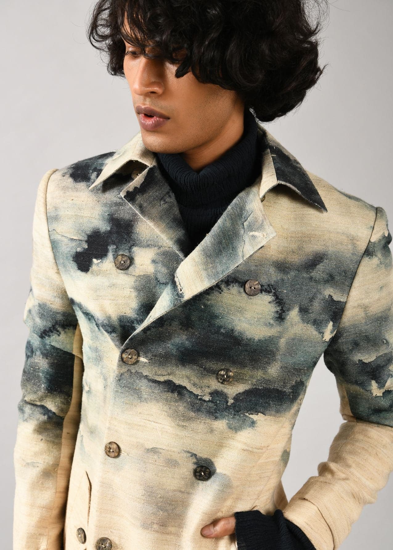 Thumbnail preview #4 for Camo-Clouds Trench Coat