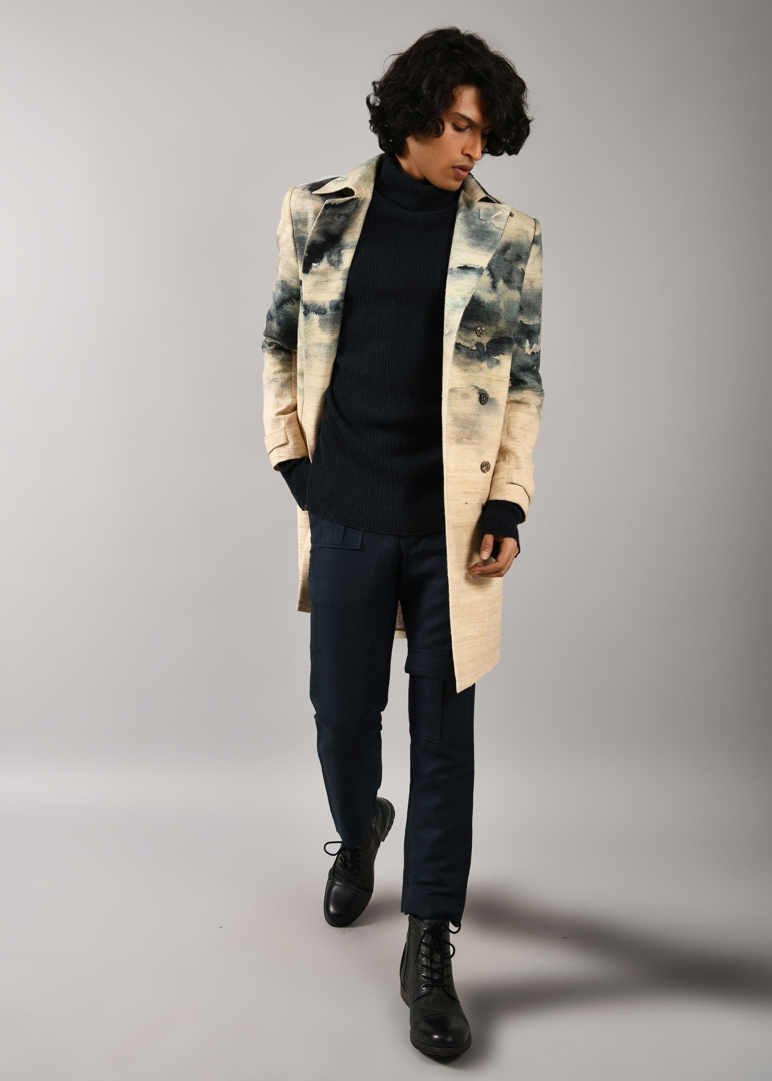 Thumbnail preview #1 for Camo-Clouds Trench Coat