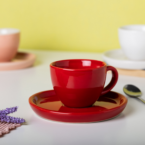 Thumbnail preview #3 for Solid Red Color Espresso Cup and Saucer