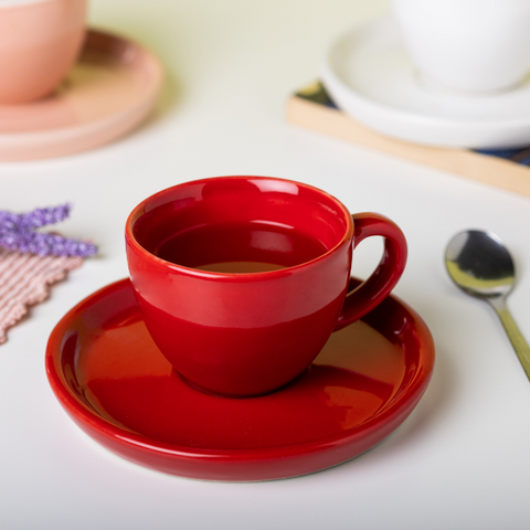 Thumbnail preview #4 for Solid Red Color Espresso Cup and Saucer