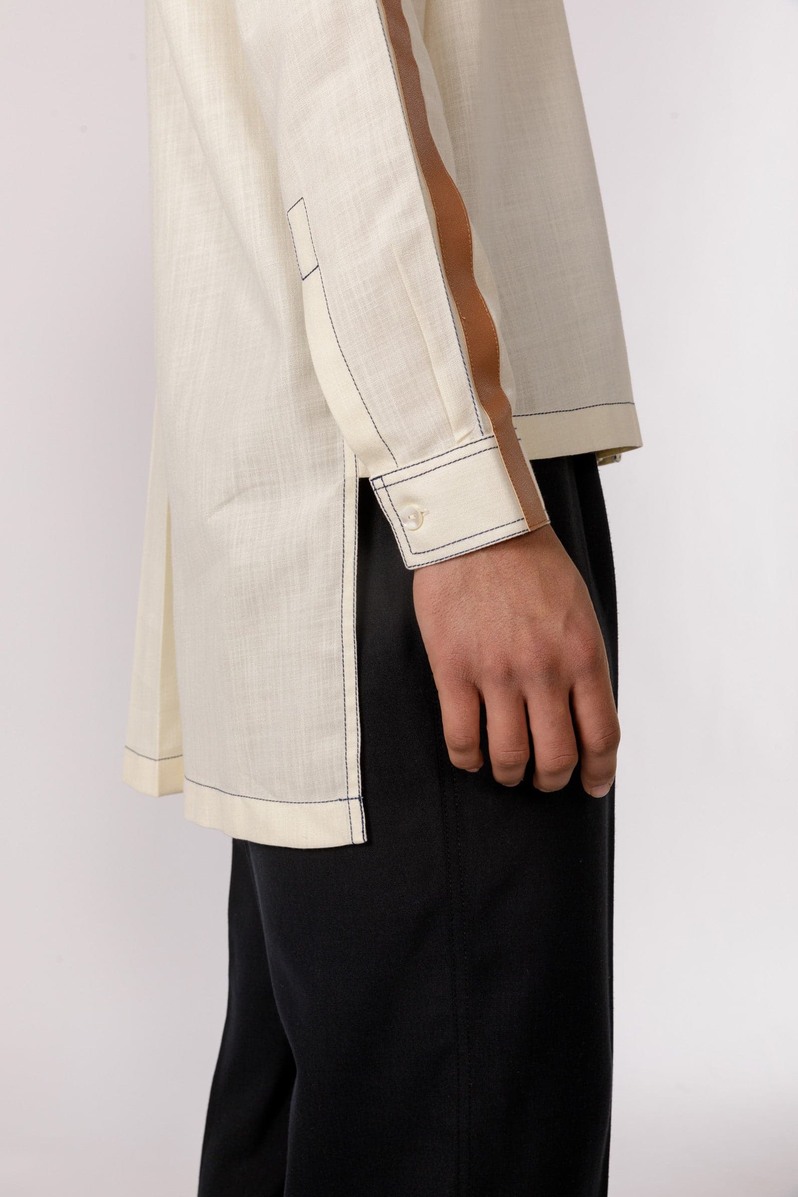 Thumbnail preview #1 for Leather accent high - low shirt