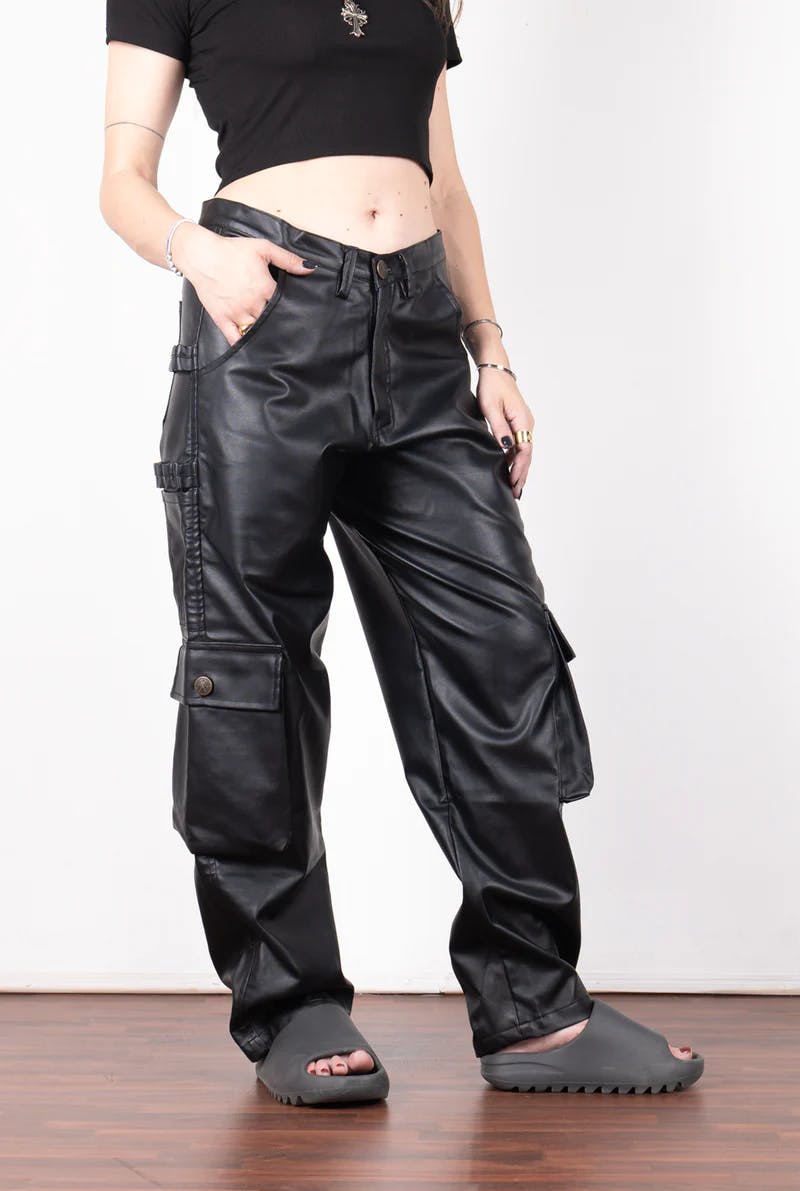 Thumbnail preview #3 for Leather Carpenter Pants - Black