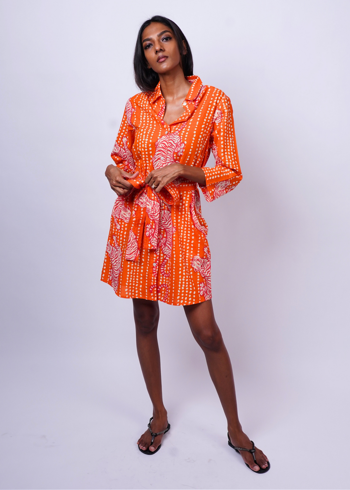 Thumbnail preview #6 for Short Shirt Dress - Coral Tiger