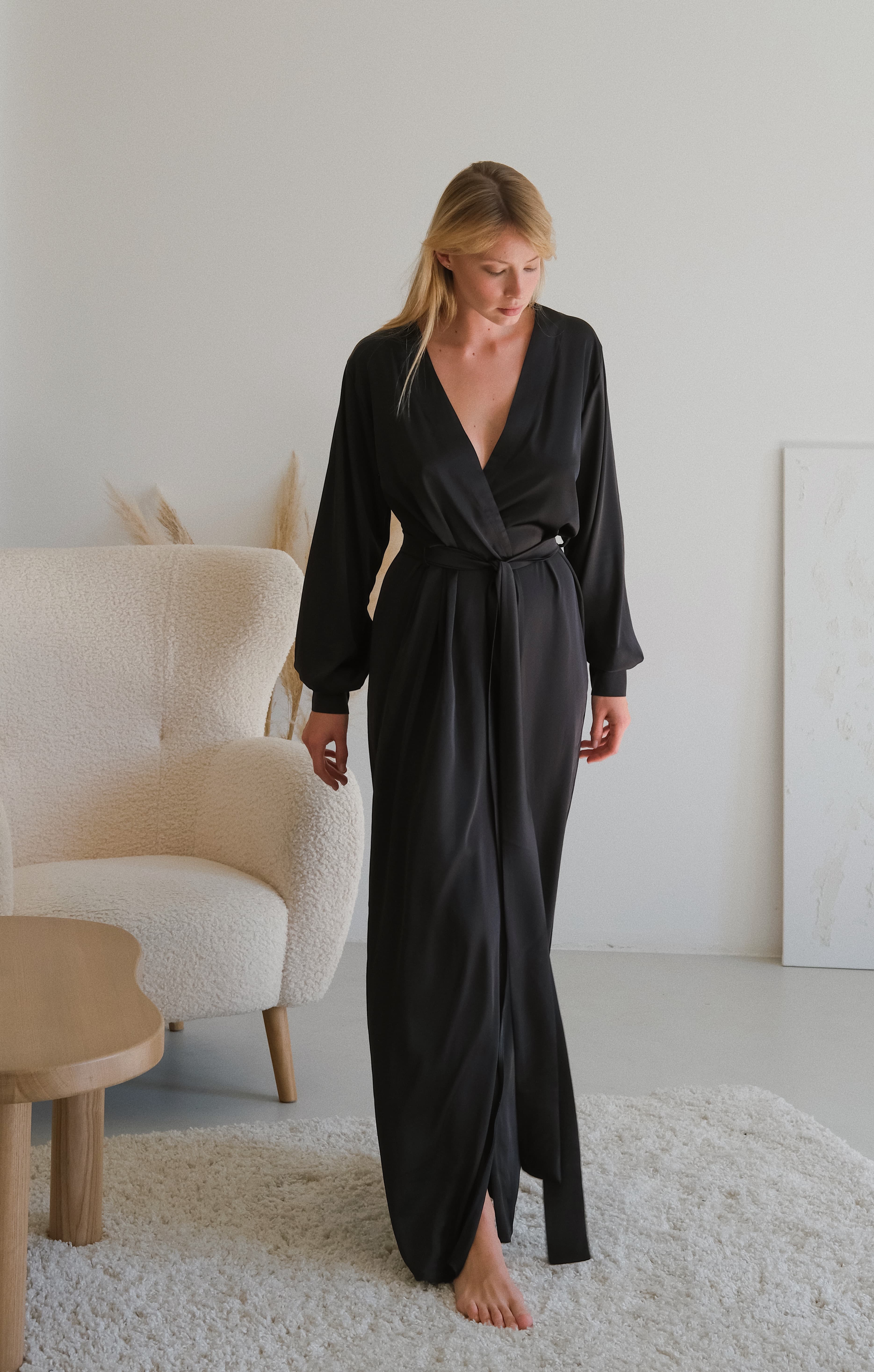 Silk Long Robe with Cuffs, a product by Okiya Studio