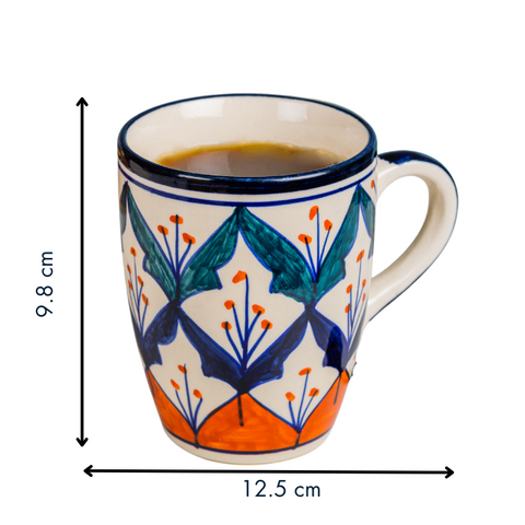 Thumbnail preview #1 for Floral Hand-Painted on White Color Ceramic Coffee Mug