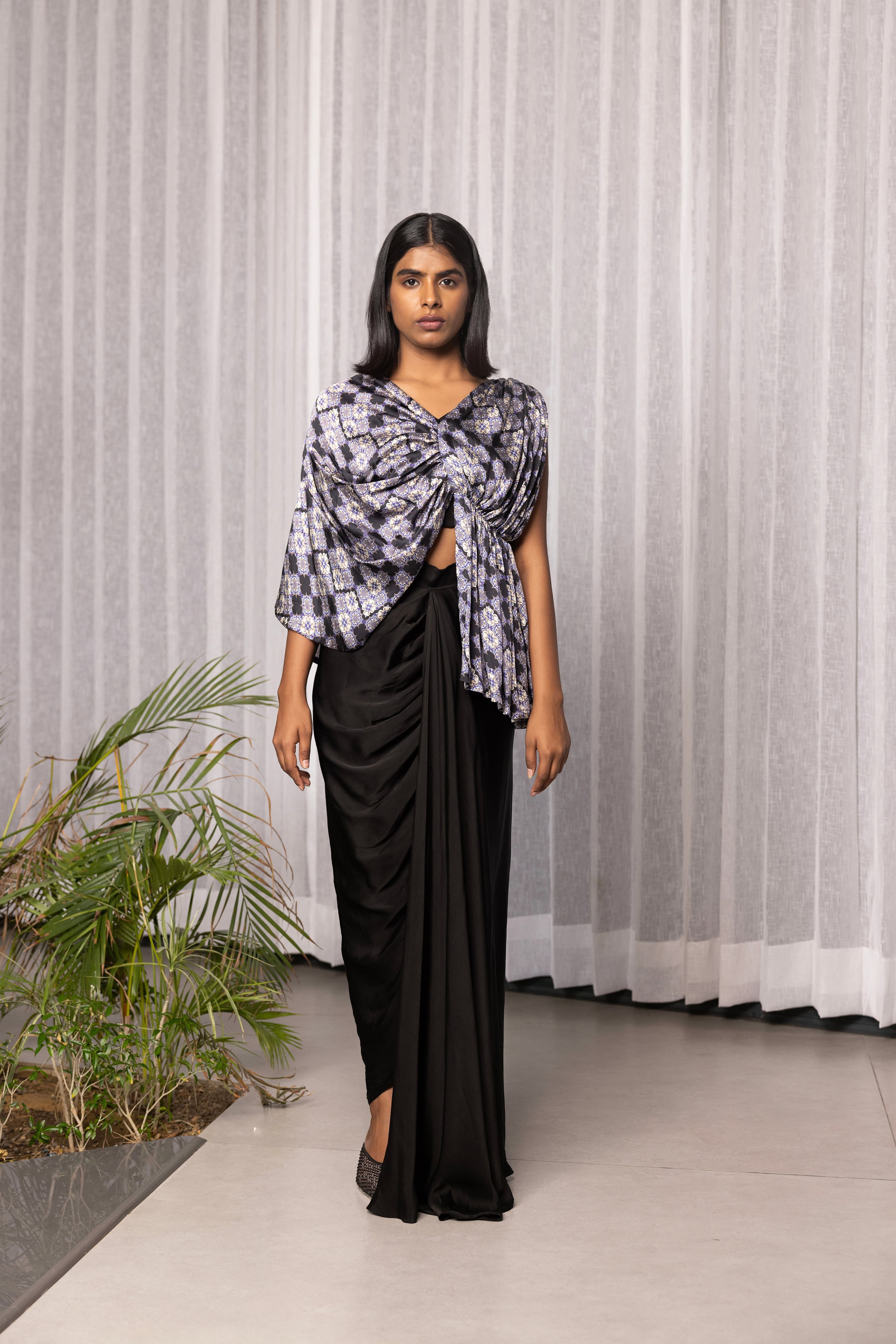 Mosaic draped blouse and skirt, a product by Studio Surbhi