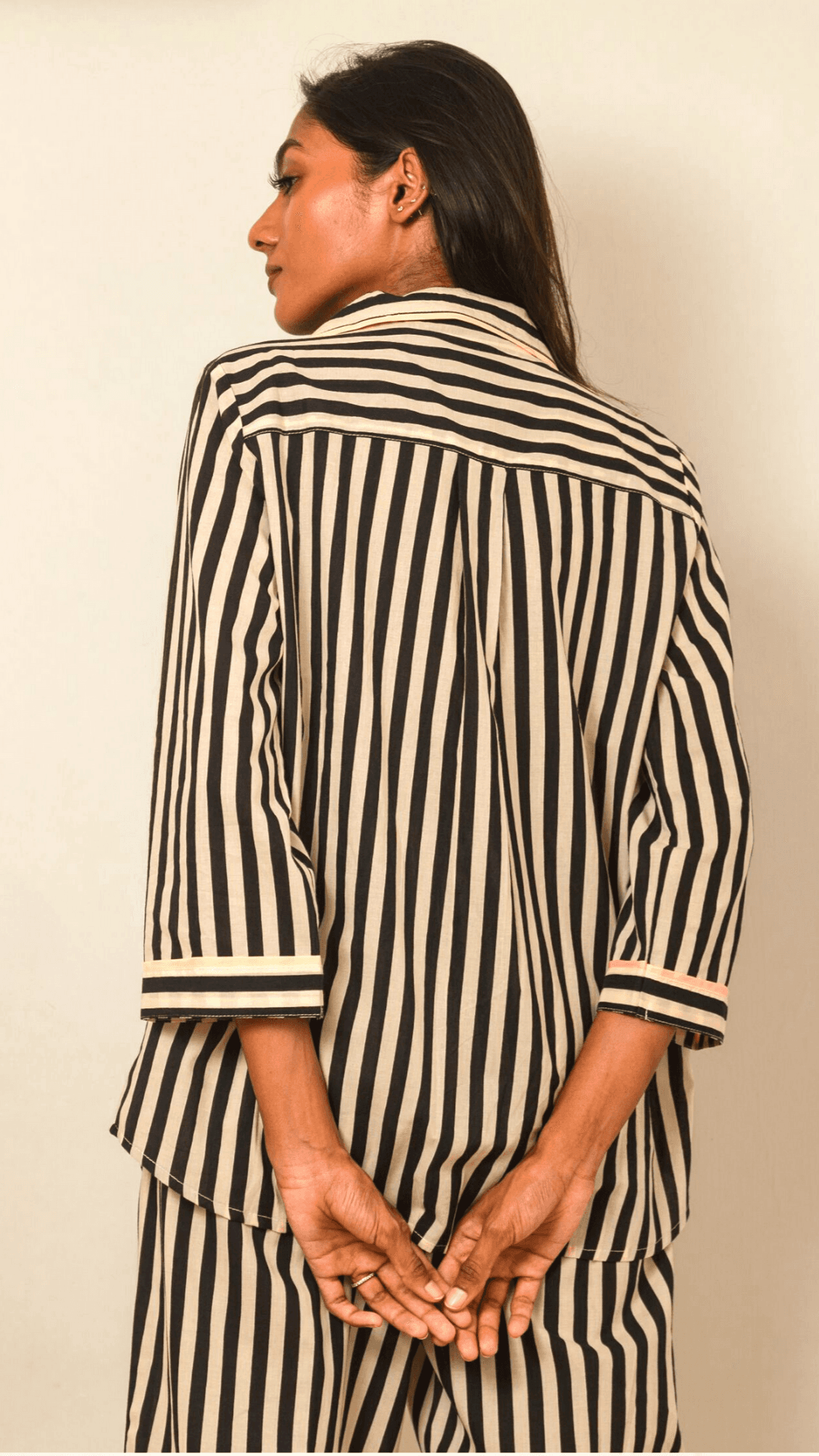Thumbnail preview #2 for Ela 3/4 Sleeve PJ set - BW Stripes