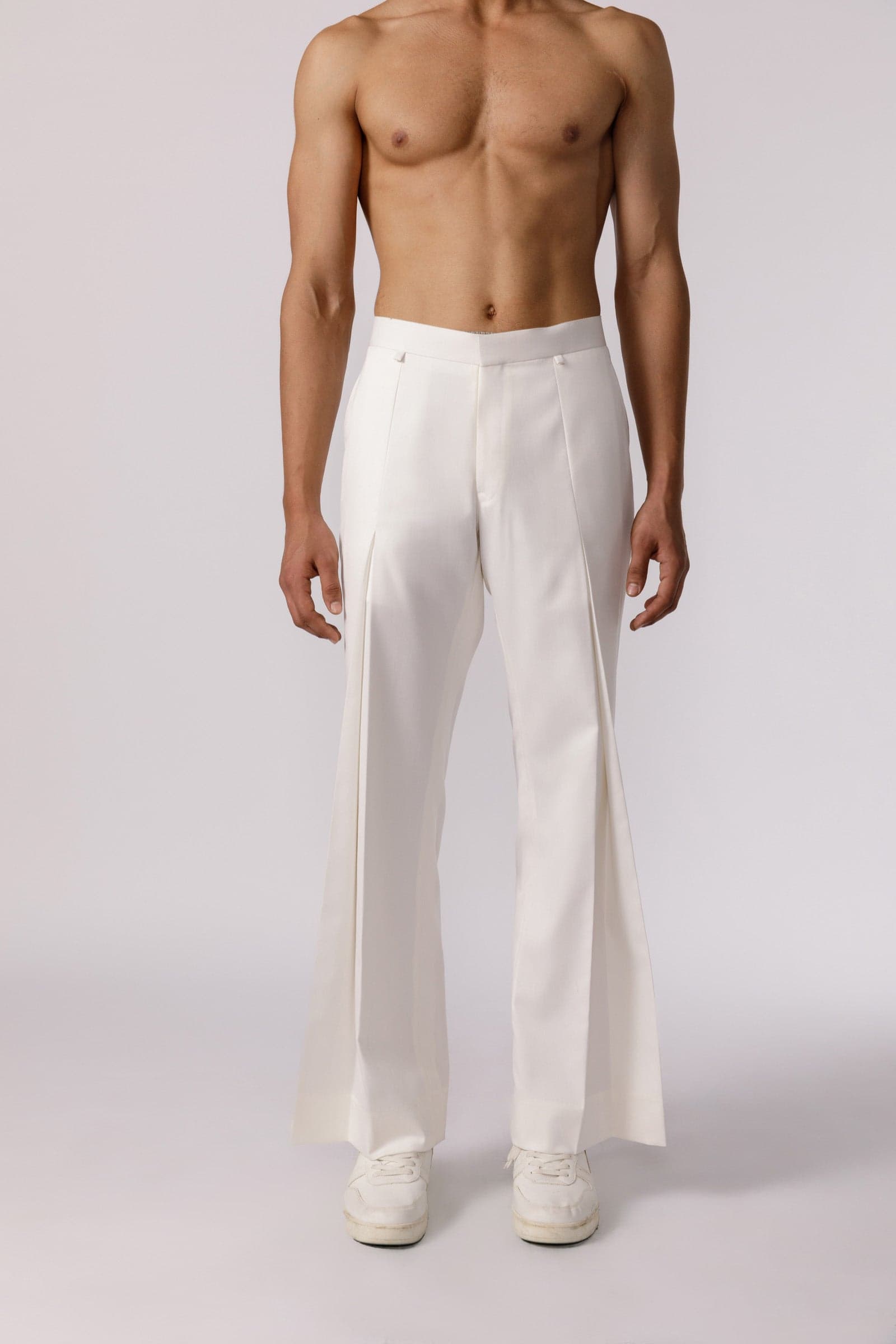Thumbnail preview #1 for Wide leg pleated pants ( white)