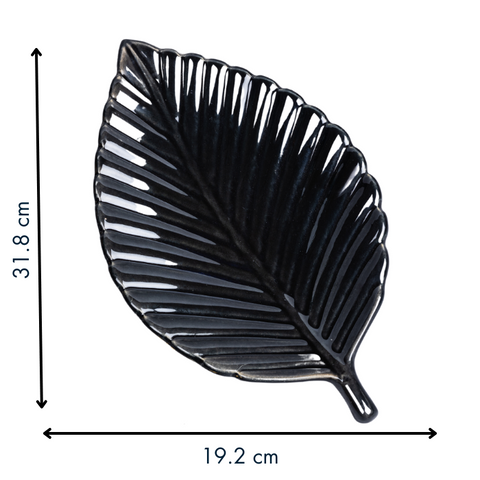 Thumbnail preview #1 for Black Color Leaf-Shaped Platter