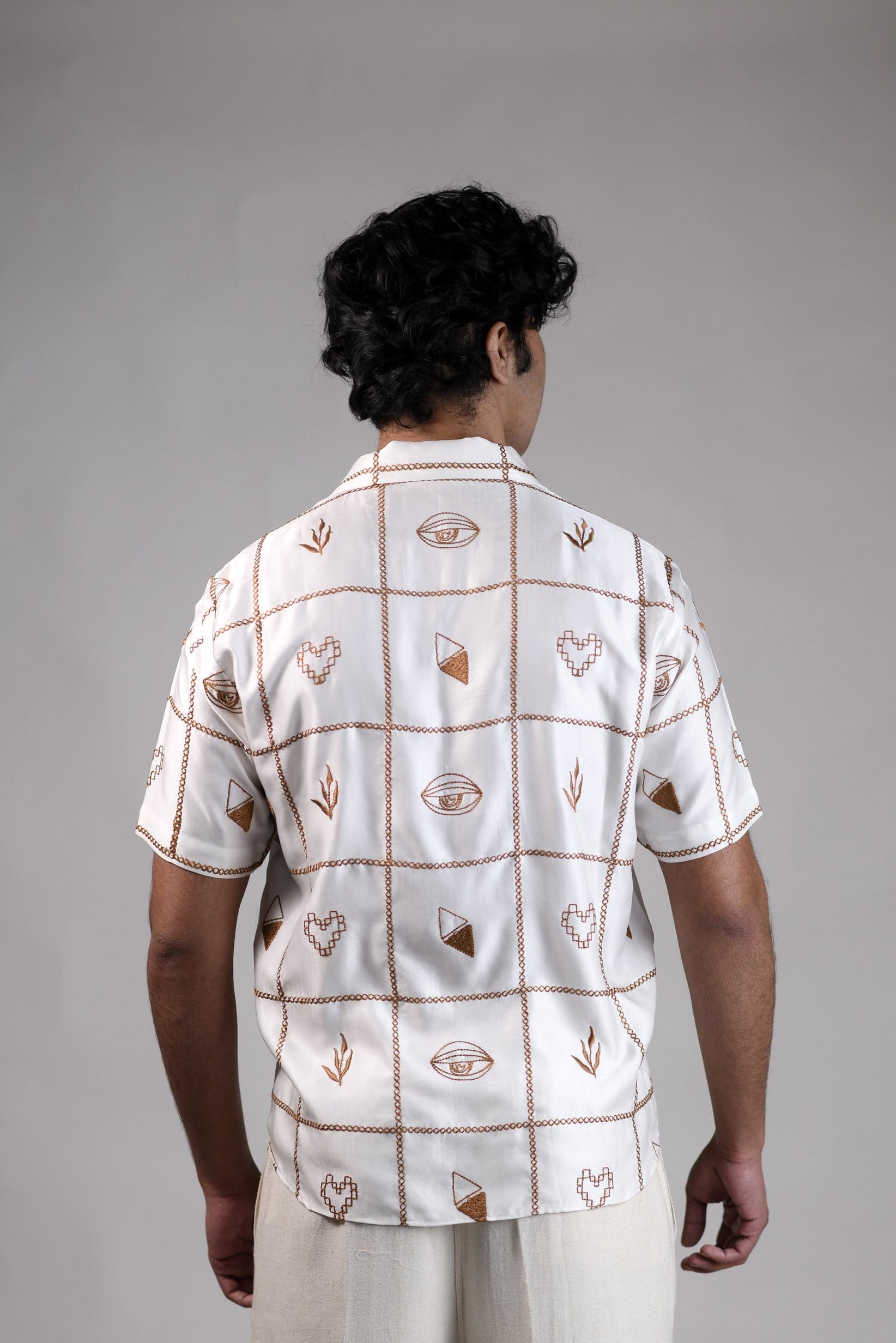 Thumbnail preview #4 for Coterie Checks | White | Unisex Lounge Shirt