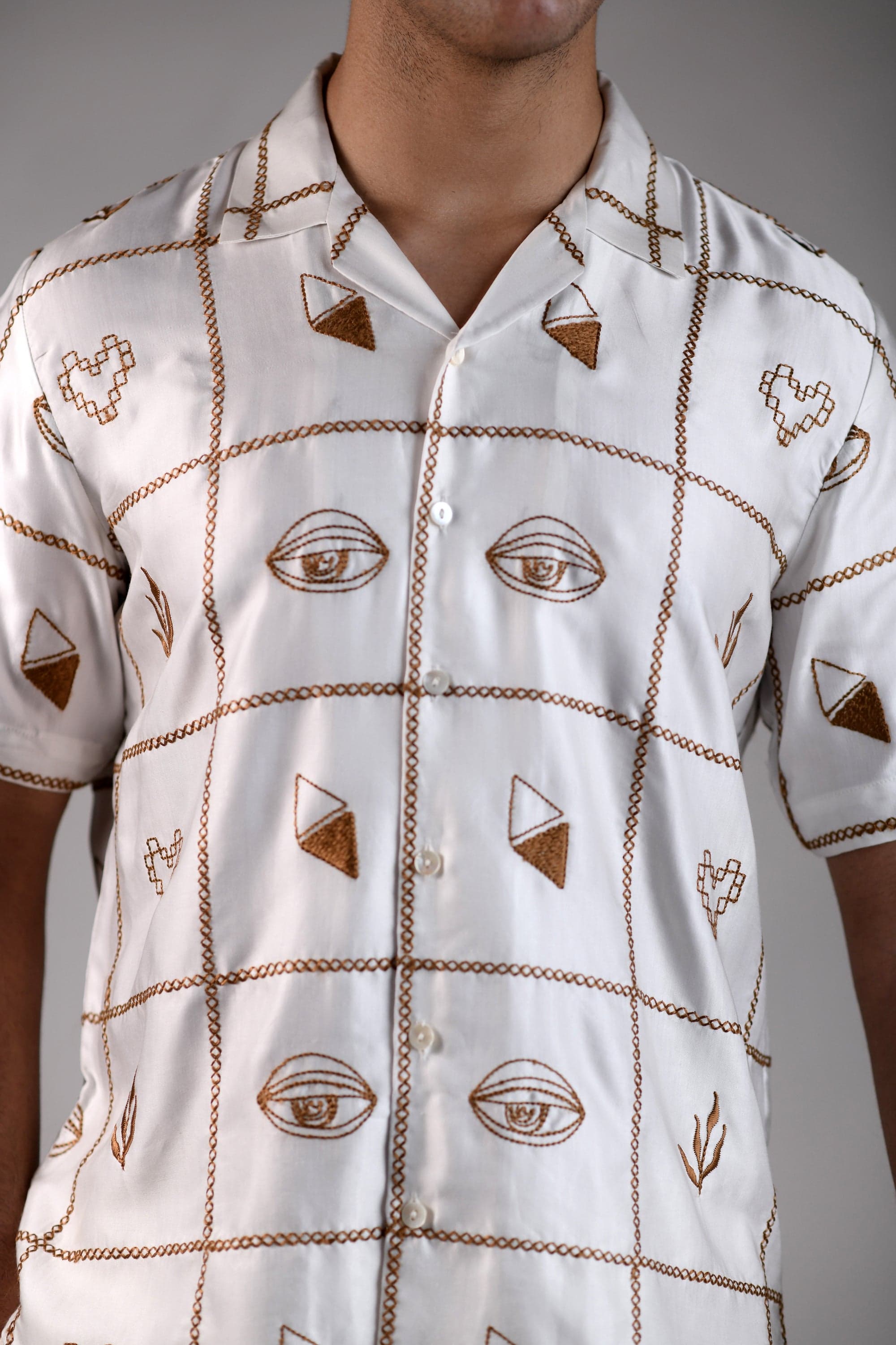 Thumbnail preview #3 for Coterie Checks | White | Unisex Lounge Shirt