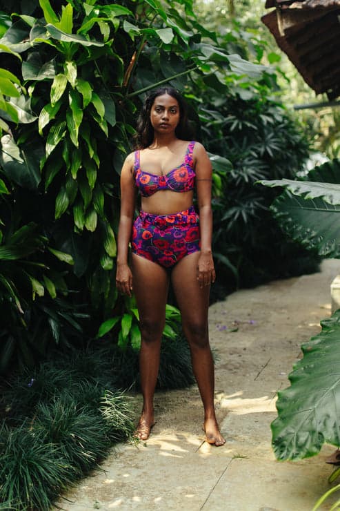 Oriental Poppy High Waist Belted Bikini Bottom, a product by izsi