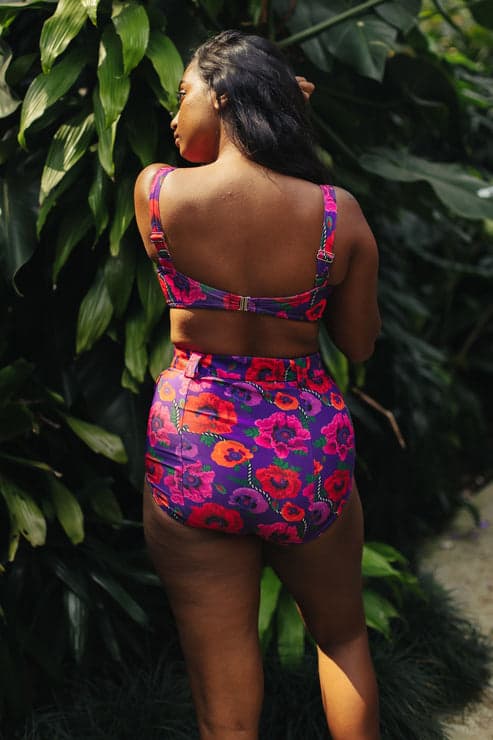 Thumbnail preview #1 for Oriental Poppy High Waist Belted Bikini Bottom