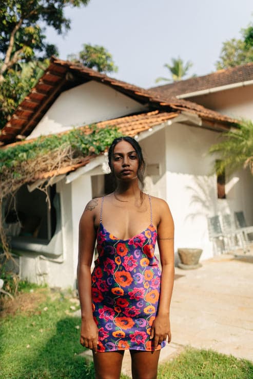 Thumbnail preview #3 for Oriental Poppy Short Slip Dress With Adjustable Handcrafted Straps