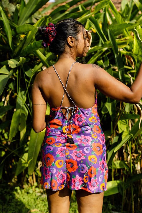 Oriental Poppy Short Slip Dress With Adjustable Handcrafted Straps, a product by izsi