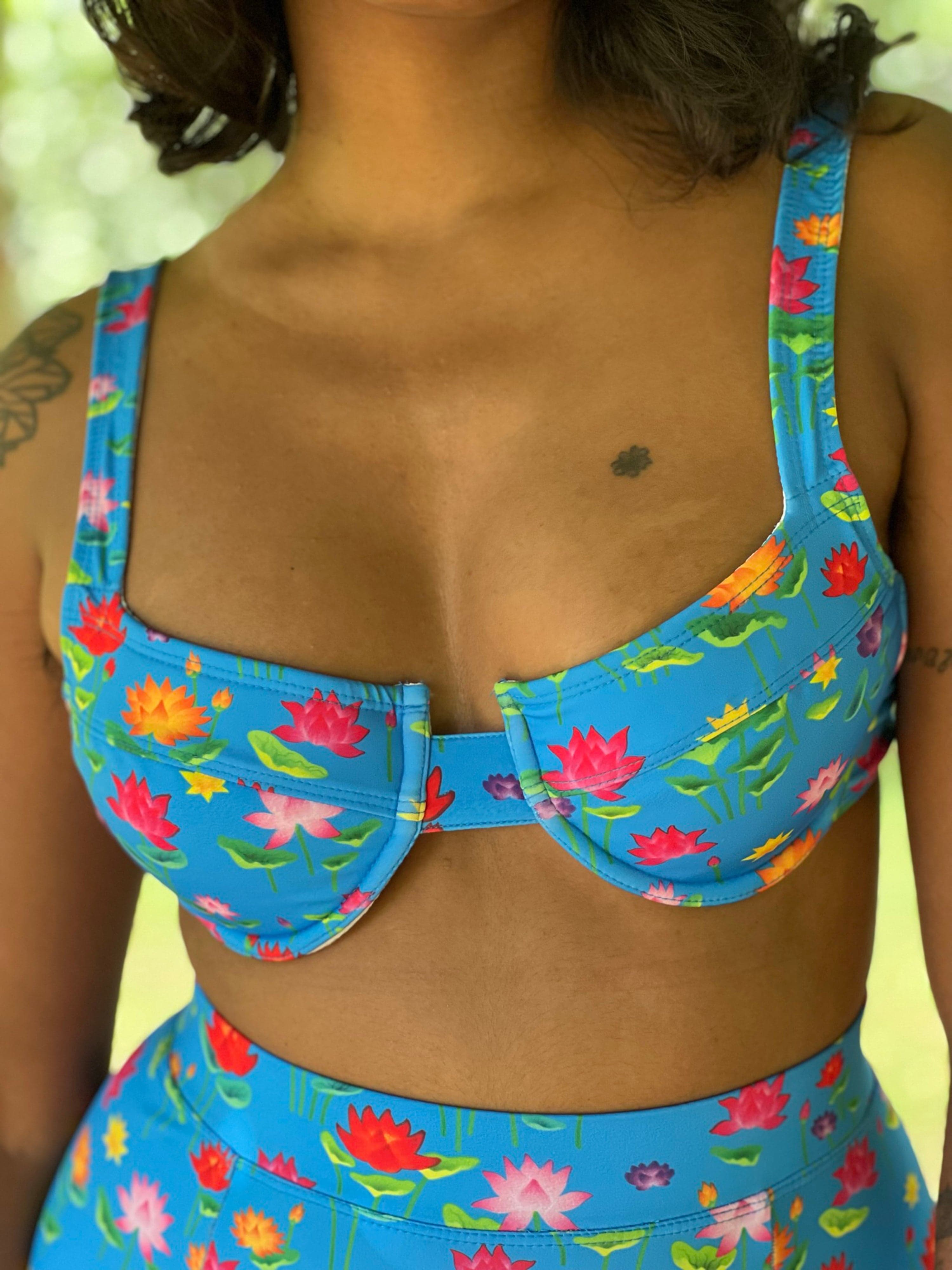 Thumbnail preview #2 for Balconette Underwired and Padded Bikini Top - Lotus Pond