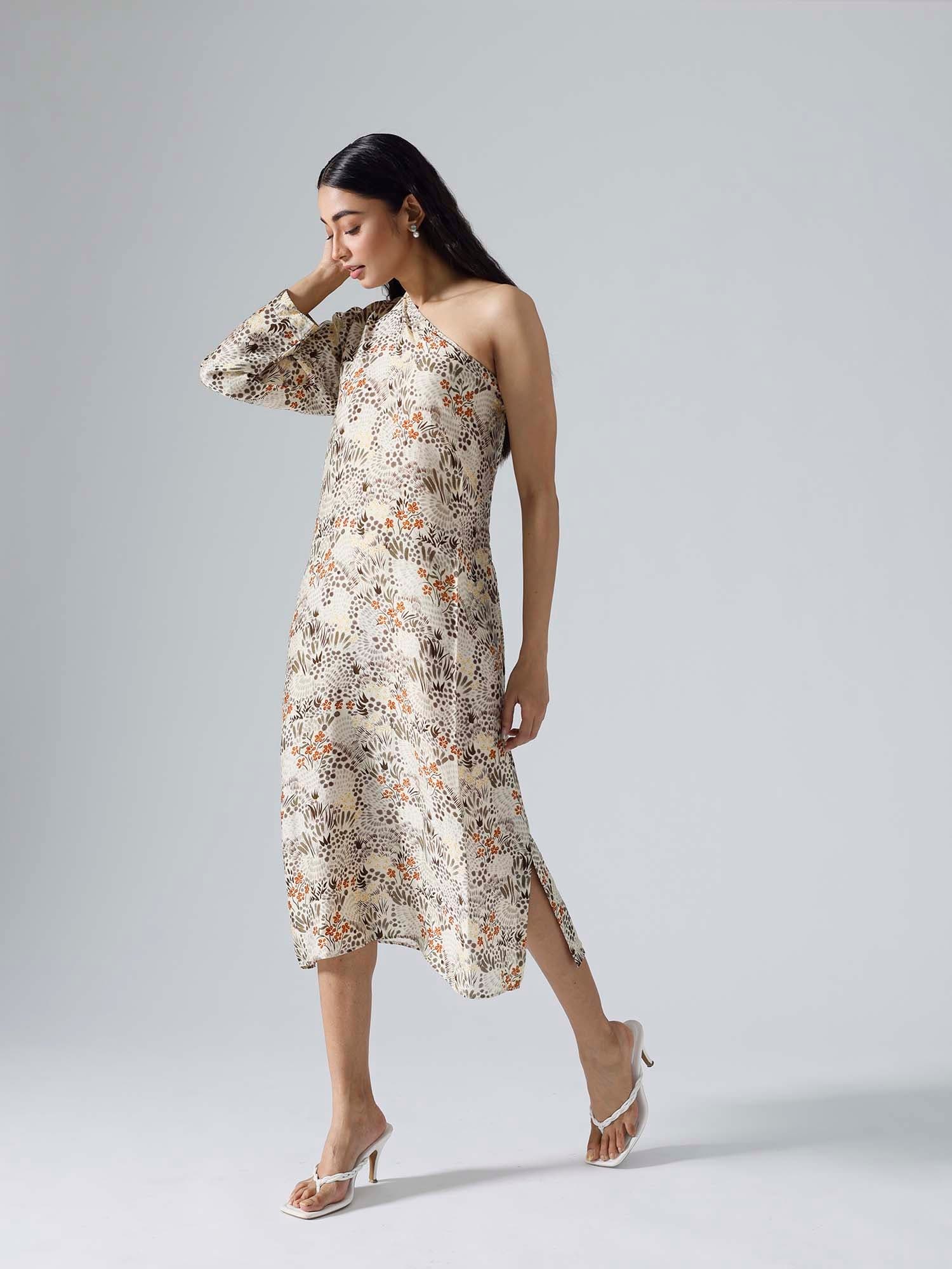 Thumbnail preview #2 for Garden Ivory One Shoulder Dress