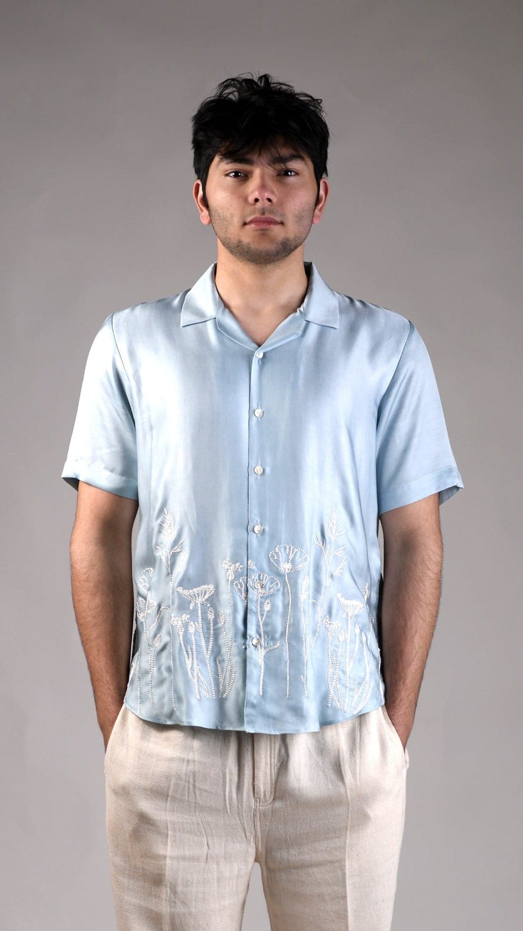 Thumbnail preview #4 for Weeds | Powder Blue | Unisex Lounge Shirt