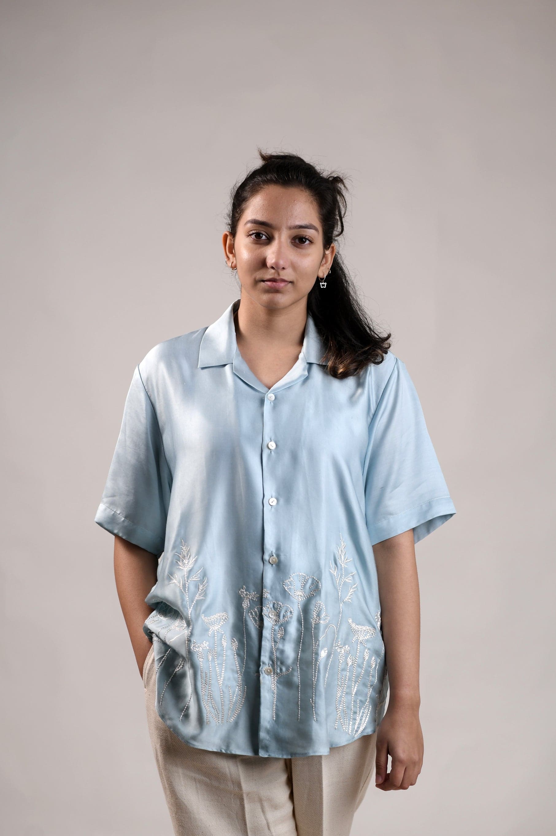 Thumbnail preview #1 for Weeds | Powder Blue | Unisex Lounge Shirt