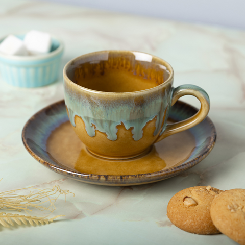 Thumbnail preview #4 for Golden and Blue Color Cup and Saucer