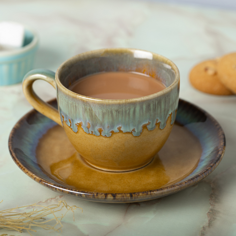 Thumbnail preview #5 for Golden and Blue Color Cup and Saucer