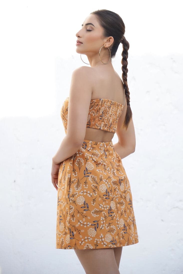 Thumbnail preview #2 for ALINA - Yellow ditsy floral print dress