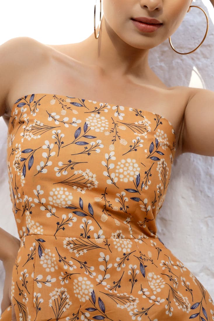 Thumbnail preview #5 for ALINA - Yellow ditsy floral print dress