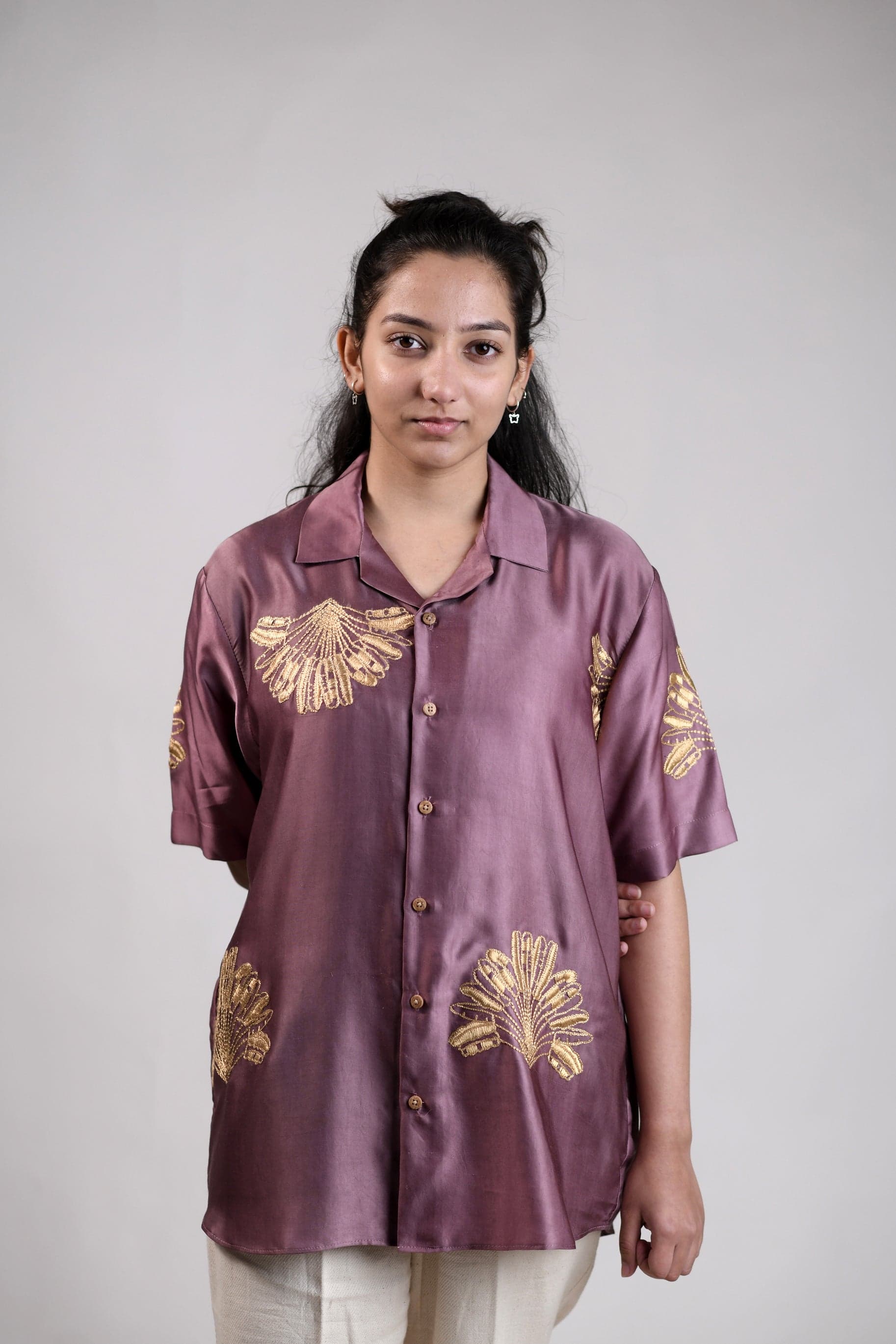 Thumbnail preview #6 for Onion Pink Palm | Unisex Lounge Shirt