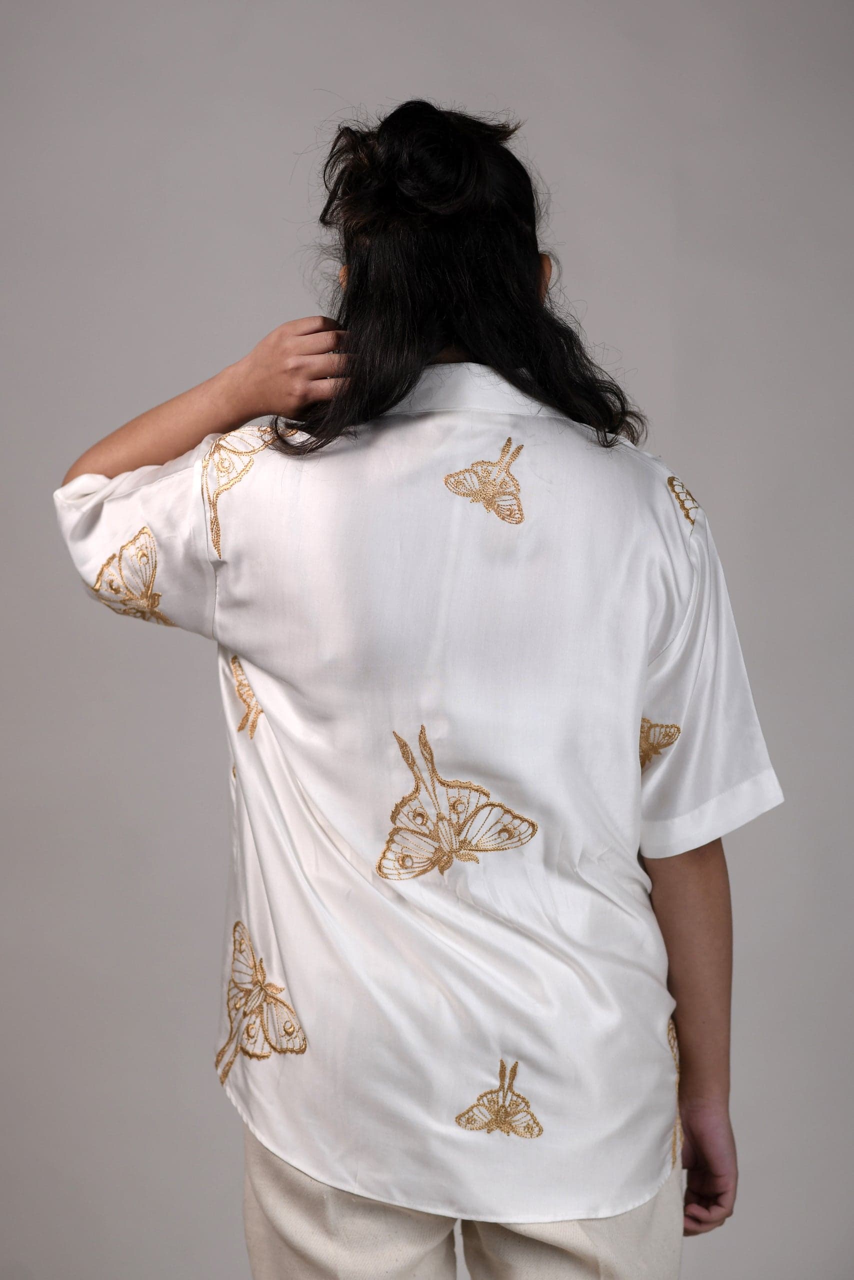 Thumbnail preview #4 for Lunar Moth| White | Unisex Lounge Shirt