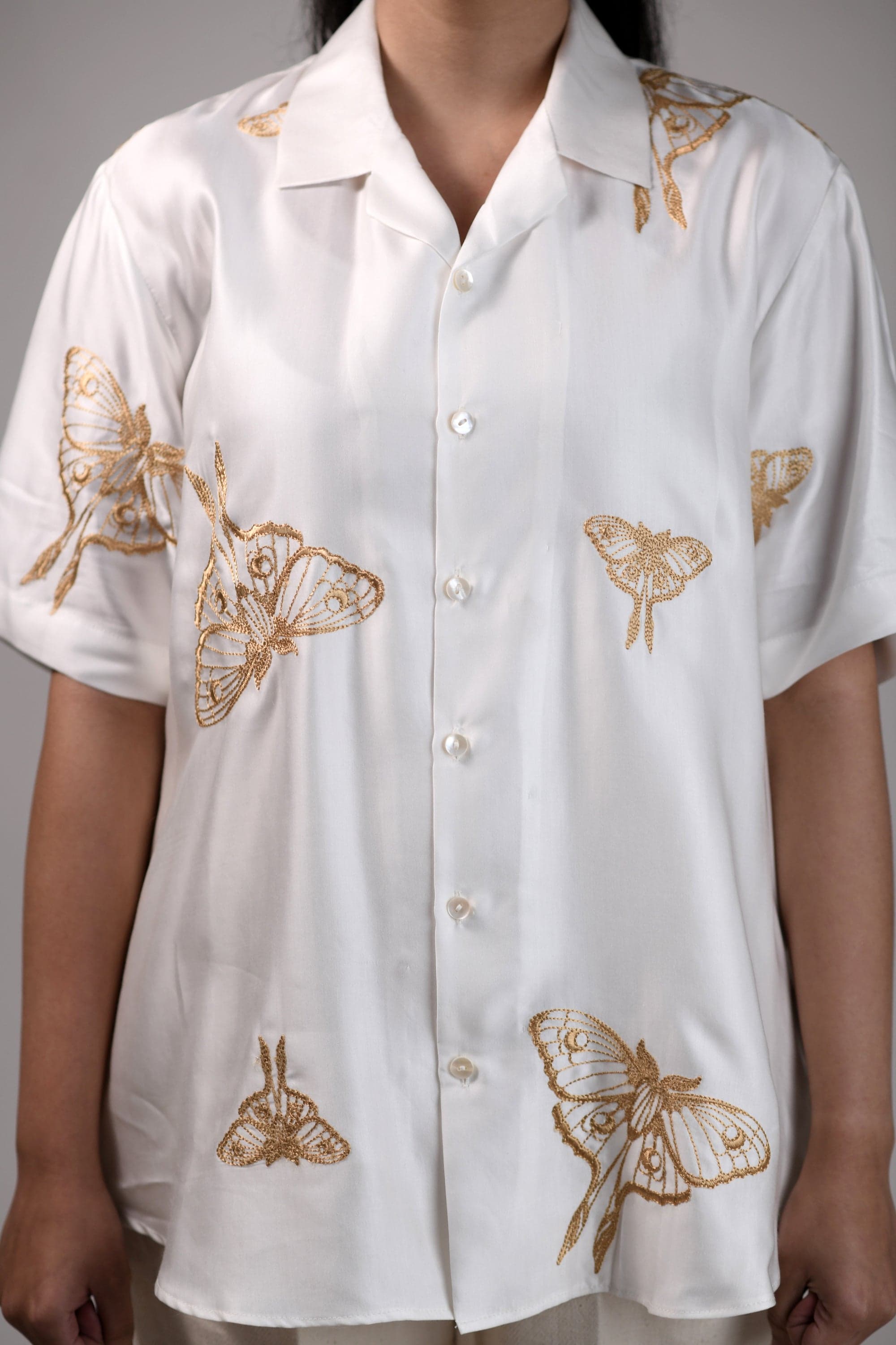 Thumbnail preview #3 for Lunar Moth| White | Unisex Lounge Shirt