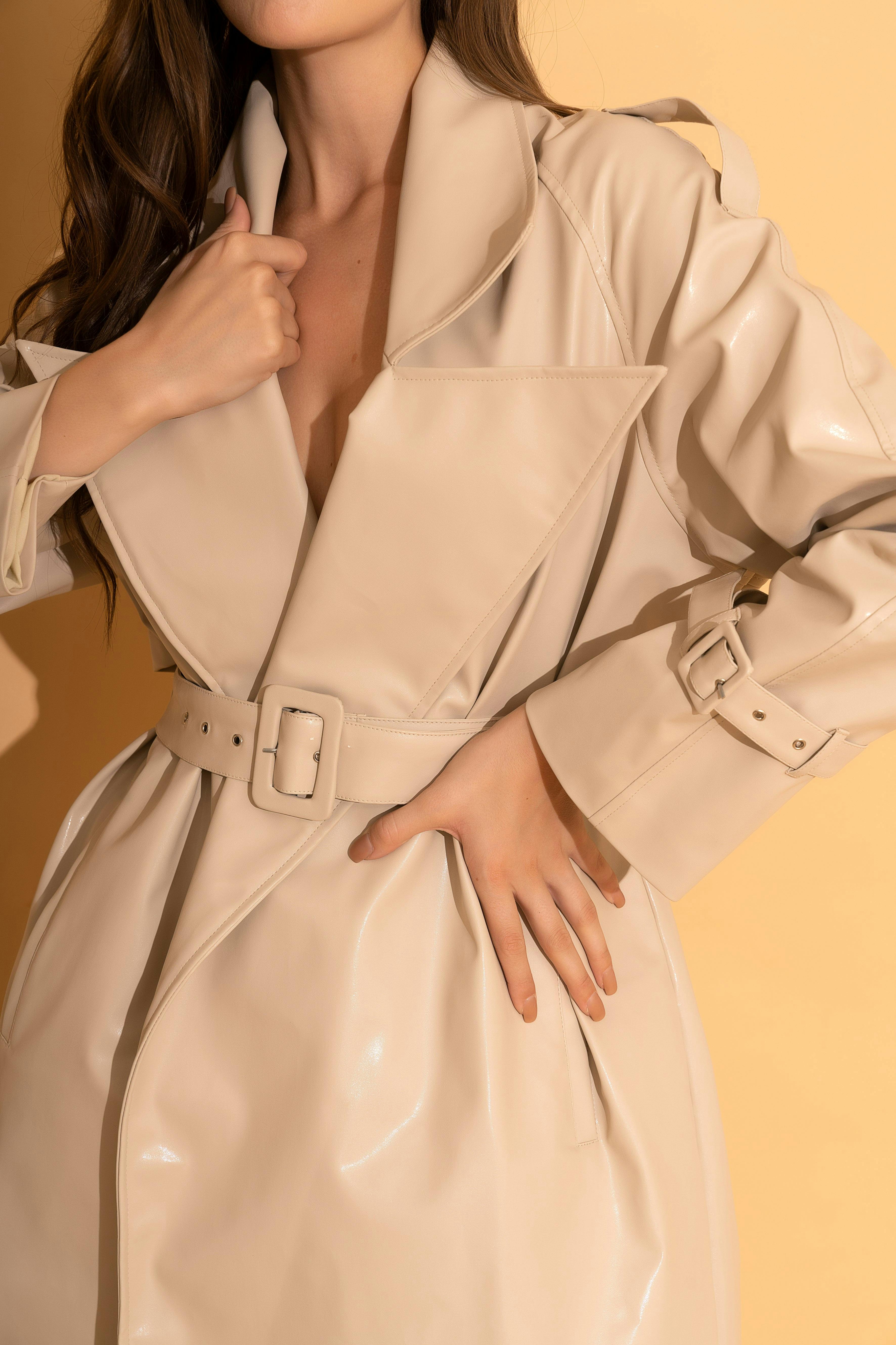 Cream Faux Leather Trench, a product by Torqadorn