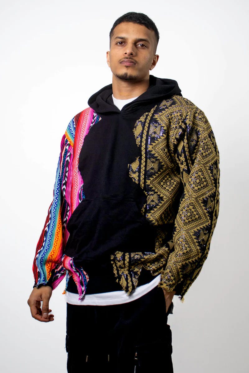 Black Artistic Stitched Hoodie, a product by TOFFLE